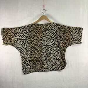 Vintage Teddi Of California Kimono Blouse Womens One Size Brown Leopard Print